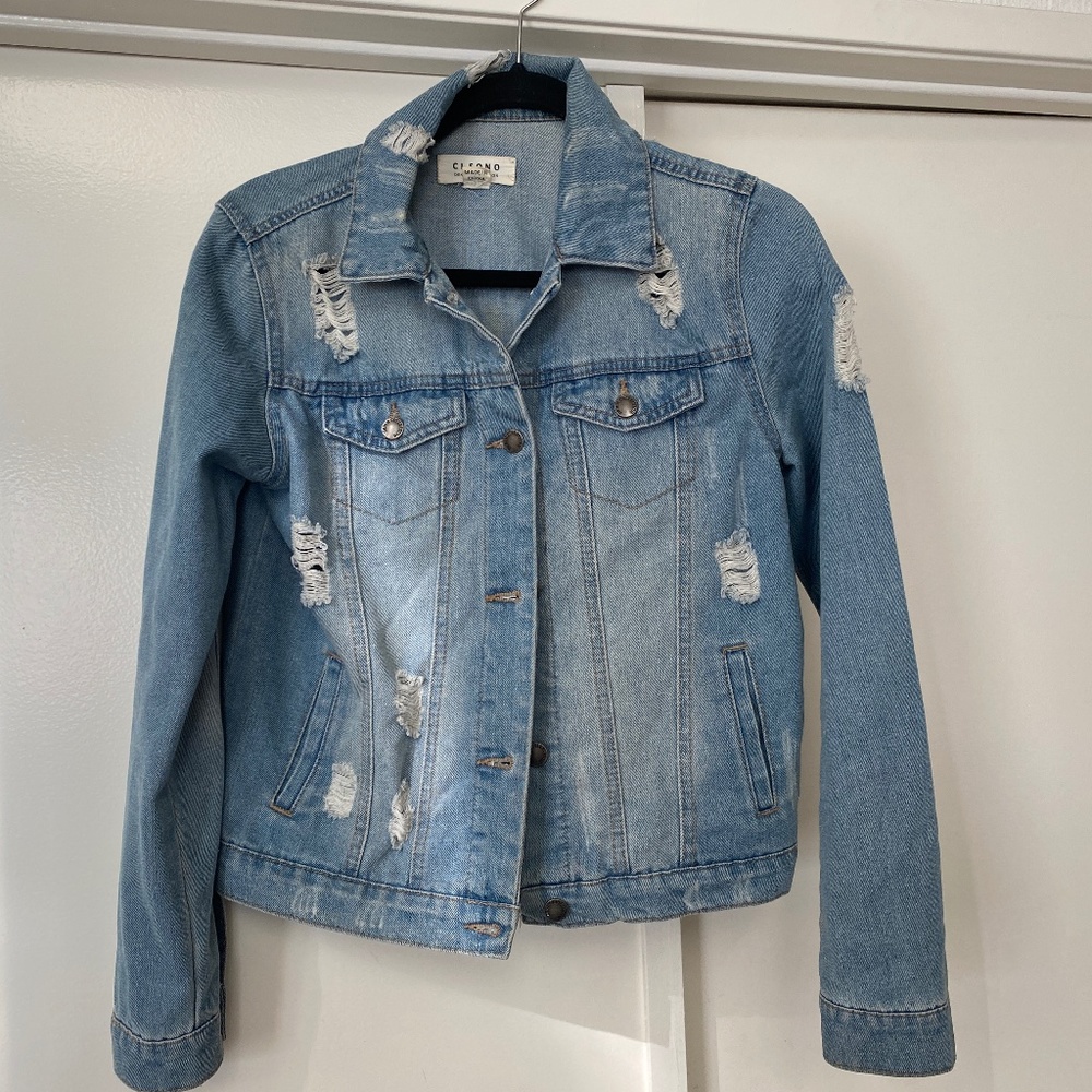 Women's size small S denim jacket by Cisono